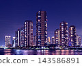 東京灣地區，夜幕降臨，燈火輝煌 143586891