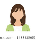 Vector illustration of the upper body of a young woman (faceless) with medium-length hair in casual clothes. 143586965