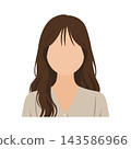 Vector illustration of the upper body of a young woman (faceless) with long hair in casual clothes. 143586966
