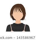 Vector illustration of the upper body of a young woman (faceless) with a short bob haircut in casual clothes. 143586967