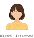 Vector illustration of the upper body of a young woman (faceless) with a short bob haircut in casual clothes. 143586968
