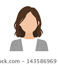 Vector illustration of the upper body of a young woman (faceless) with medium-short hair in casual clothes. 143586969
