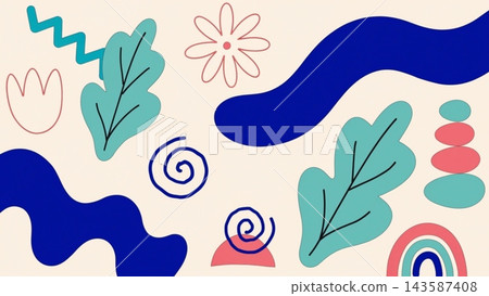 a soft modern abstract botanical doodle illustration a soft modern abstract botanical doodle illustration 143587408