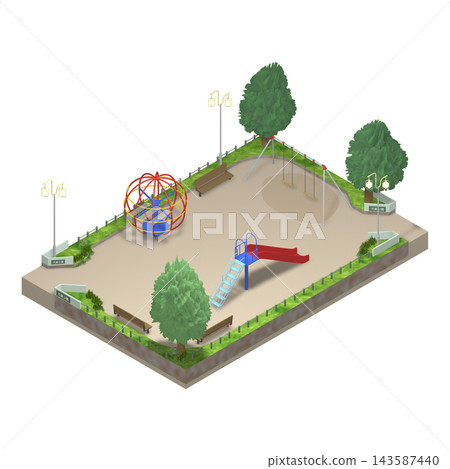 [Isometric Image] Children's Park - Transparent PNG - No People 143587440