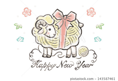 Watercolor, sheep, hand-drawn, Year of the Sheep, New Year's card, New Year 2027, yarn, sheep, ribbon, logo, illustration, design Watercolor, sheep, hand-drawn, Year of the Sheep, New Year's card, New Year 2027, yarn, sheep, ribbon, logo, illustration, design 143587461