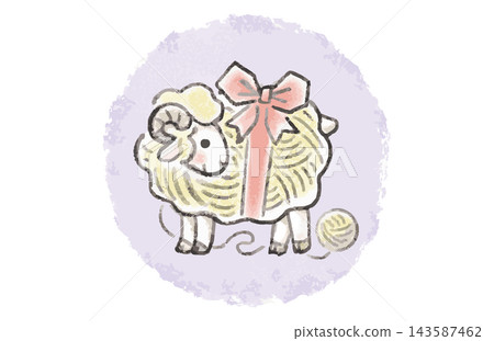 Watercolor, sheep, hand-drawn, Year of the Sheep, New Year's card, New Year 2027, yarn, sheep, ribbon, logo, illustration, design Watercolor, sheep, hand-drawn, Year of the Sheep, New Year's card, New Year 2027, yarn, sheep, ribbon, logo, illustration, design 143587462
