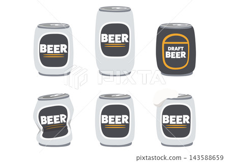 一組罐裝啤酒的插圖設計稿。 143588659