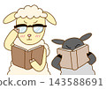A white sheep and a black sheep doing research 143588691