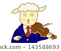 A white sheep playing the violin 143588693