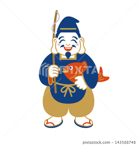 惠比壽(七福神之一)的插圖,他是商業繁榮和豐收之神。 惠比壽(七福神之一)的插圖,他是商業繁榮和豐收之神。 143588748