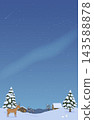 Cute winter night snowscape frame 143588878
