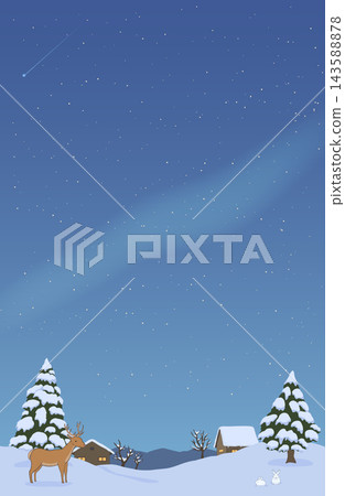 可愛的冬夜雪景相框 可愛的冬夜雪景相框 143588878