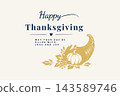 Elegant Happy Thanksgiving with Golden Harvest Turkey 143589746