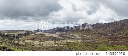Volcanic landscape with moss in Iceland Volcanic landscape with moss in Iceland 143590058