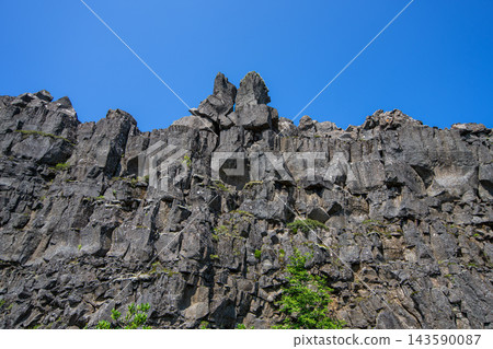 Almannagja gorge rocky cliff wall in Thingvellir, Iceland Almannagja gorge rocky cliff wall in Thingvellir, Iceland 143590087