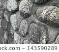Traditional cobblestone walls and wall textures constructed from stacked natural stones. 143590289
