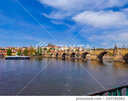 Prague along the river near the castle district Prague along the river near the castle district 143590862