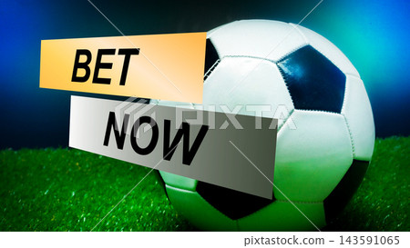 Sport betting promotion with a soccer ball and clear call to action shown in a simple design Sport betting promotion with a soccer ball and clear call to action shown in a simple design 143591065