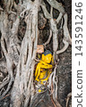 Buddha statue among banyan tree roots, Sri Lanka 143591246