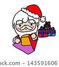 Santa Claus (in bright colors) is preparing Christmas presents. 143591606