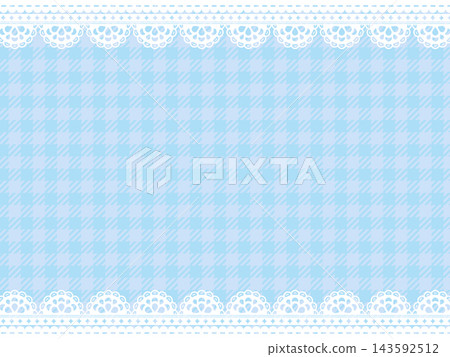 Blue gingham check and lace background Blue gingham check and lace background 143592512