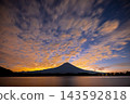 The twilight sky, the morning clouds, and Mount Fuji as seen from Lake Tanuki 143592818