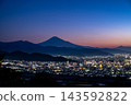 The cityscape of Aoi Ward and Mount Fuji at dawn, as seen from Maruyama Flower and Tree Garden. 143592822