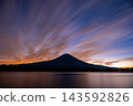 Mount Fuji and the sunrise sky as seen from Lake Tanuki 143592826
