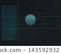A cybernetic background with blue-green circles and text floating around. 143592932