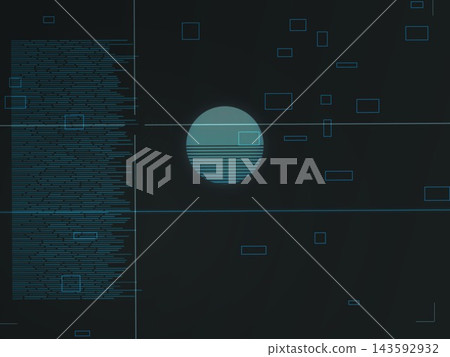A cybernetic background with blue-green circles and text floating around. A cybernetic background with blue-green circles and text floating around. 143592932