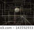 A cybernetic universe background with grid lines and twinkling stars. 143592933
