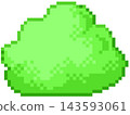 Cute green bush for garden in simple pixel art 143593061
