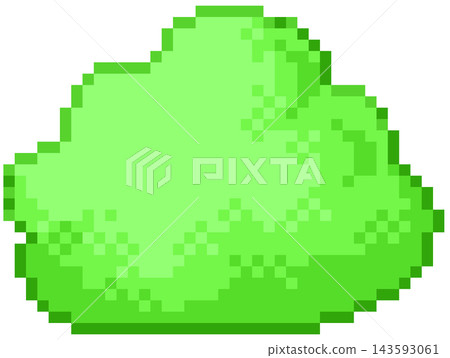 Cute green bush for garden in simple pixel art Cute green bush for garden in simple pixel art 143593061