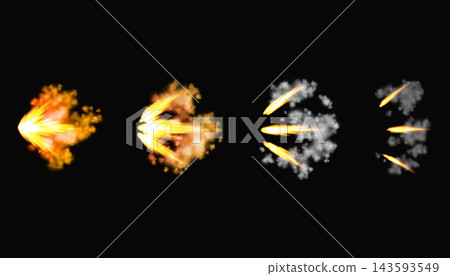 Gun flashes or gunshot animation. Collection of fire explosion effect during the shot with the gun. Cartoon flash effect of bullet starts. Shotgun fire, muzzle flash and explode Gun flashes or gunshot animation. Collection of fire explosion effect during the shot with the gun. Cartoon flash effect of bullet starts. Shotgun fire, muzzle flash and explode 143593549