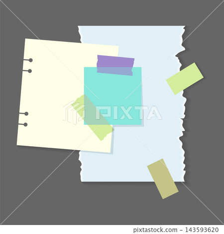 Paper notes stickers. Place for memo messages on paper sheets. Blank sticky place for to do list and office notice or information board Paper notes stickers. Place for memo messages on paper sheets. Blank sticky place for to do list and office notice or information board 143593620