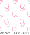 Stethoscope seamless pattern, medical background, pink 143593707