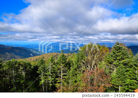 從日光白根山索道山頂的空中露台眺望的景色 從日光白根山索道山頂的空中露台眺望的景色 143594419