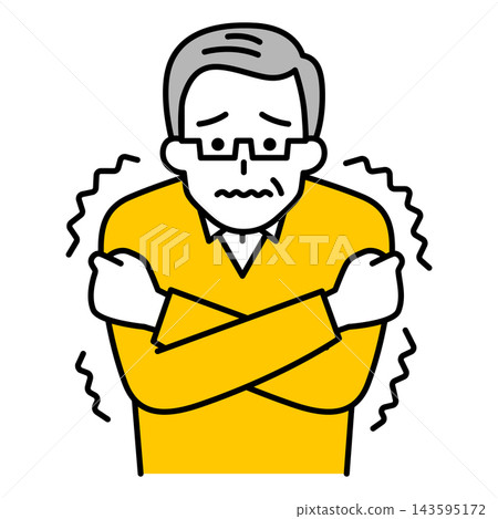 An elderly man who is feeling cold An elderly man who is feeling cold 143595172