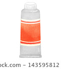 A hand-drawn style illustration of a red paint tube (with lid) 143595812
