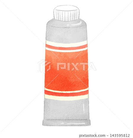 A hand-drawn style illustration of a red paint tube (with lid) A hand-drawn style illustration of a red paint tube (with lid) 143595812