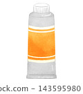 A hand-drawn style illustration of orange paint (with lid) 143595980