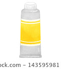 A hand-drawn style illustration of yellow paint (with lid) 143595981