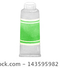 A hand-drawn style illustration of a green paint tube (with a lid). 143595982