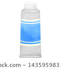 A hand-drawn style illustration of a blue paint tube (with lid). 143595983