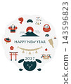 可用於羊年新年賀卡的插圖 143596823