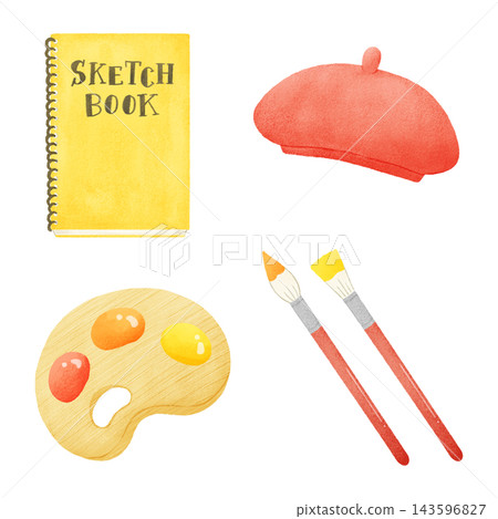 A set of hand-drawn style illustrations for drawing tools. A set of hand-drawn style illustrations for drawing tools. 143596827