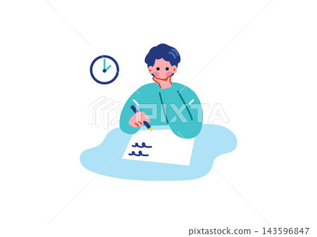 Illustration of a male student studying Illustration of a male student studying 143596847