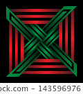 Red Green Geometric Interweave 143596976