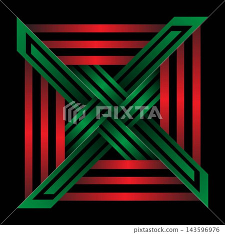 Red Green Geometric Interweave Red Green Geometric Interweave 143596976