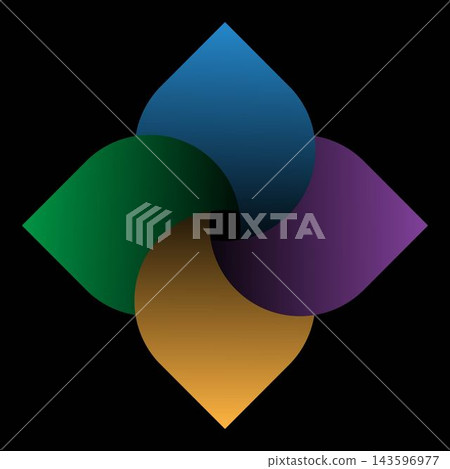 Colorful Interlocking Geometric Petals Colorful Interlocking Geometric Petals 143596977